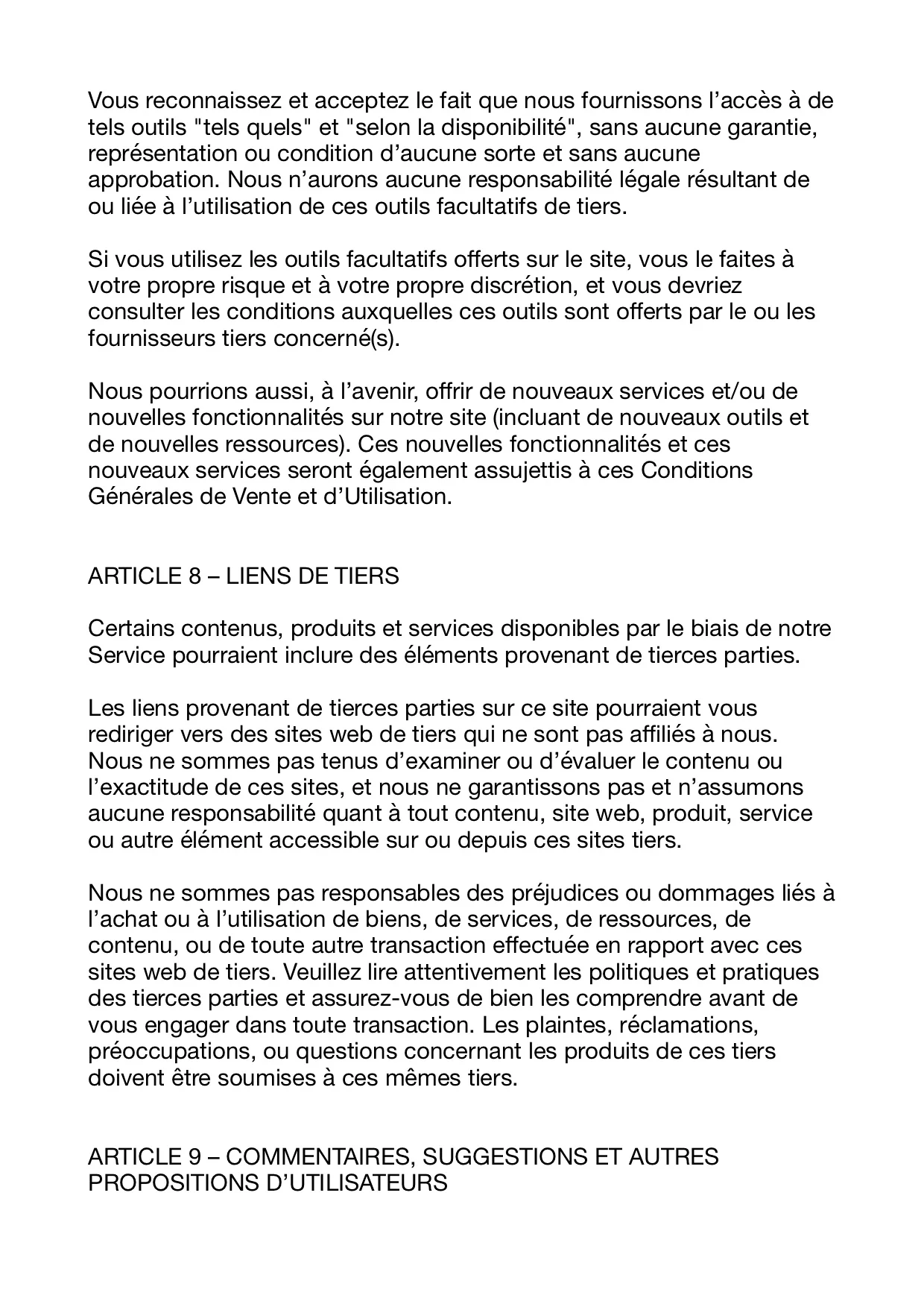 Conditions Générales de Vente 6 Conditions Générales de Vente