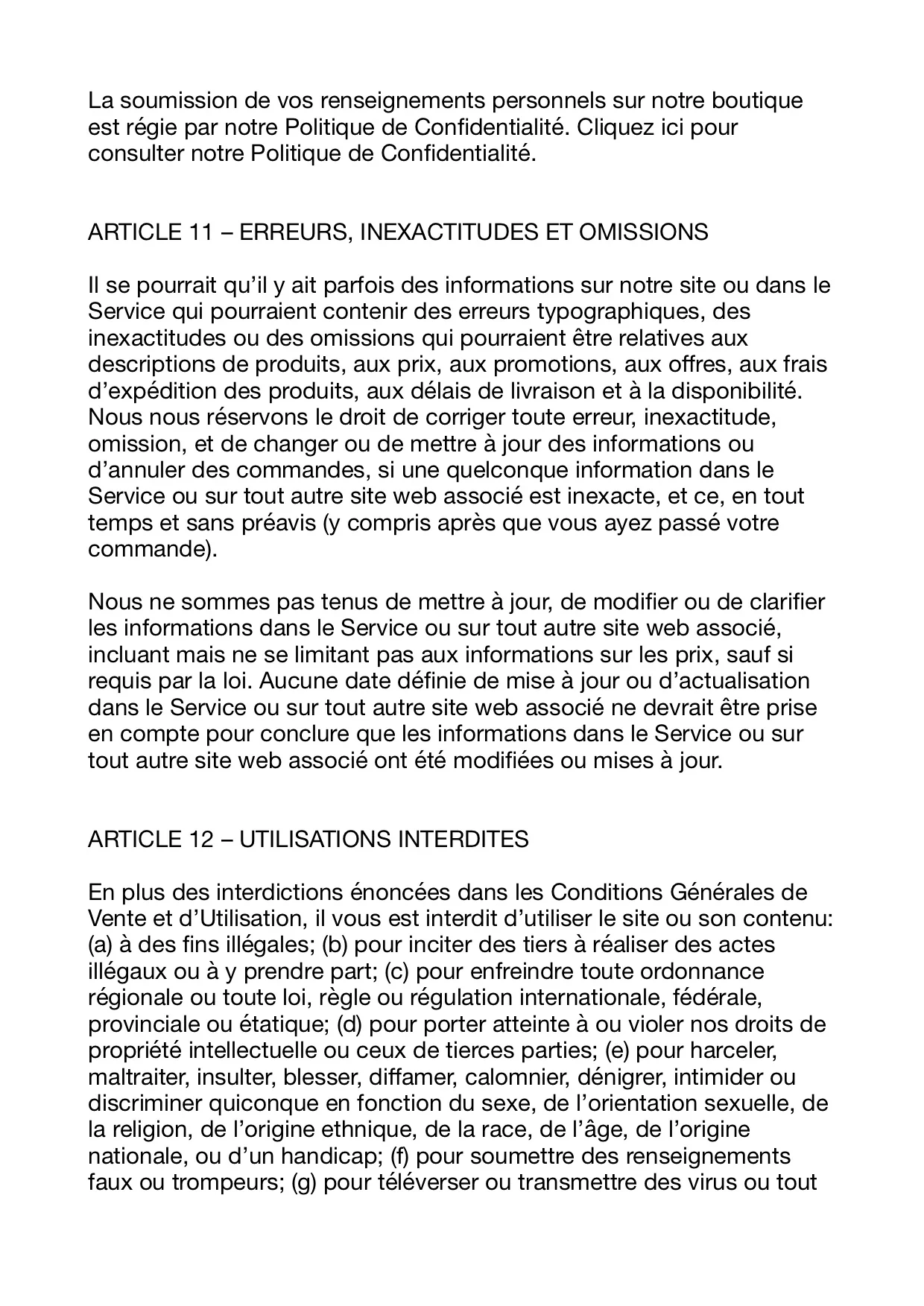 Conditions Générales de Vente 8 Conditions Générales de Vente
