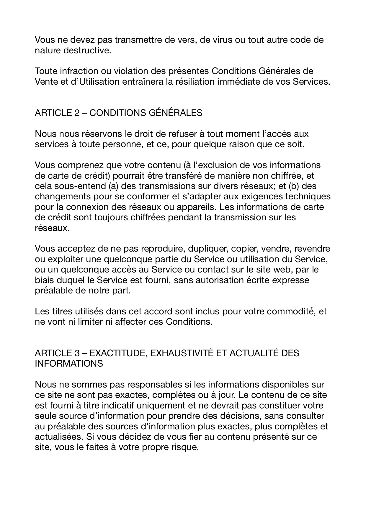 Conditions Générales de Vente 3 Conditions Générales de Vente