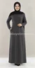Dark grey buttoned Abaya 03