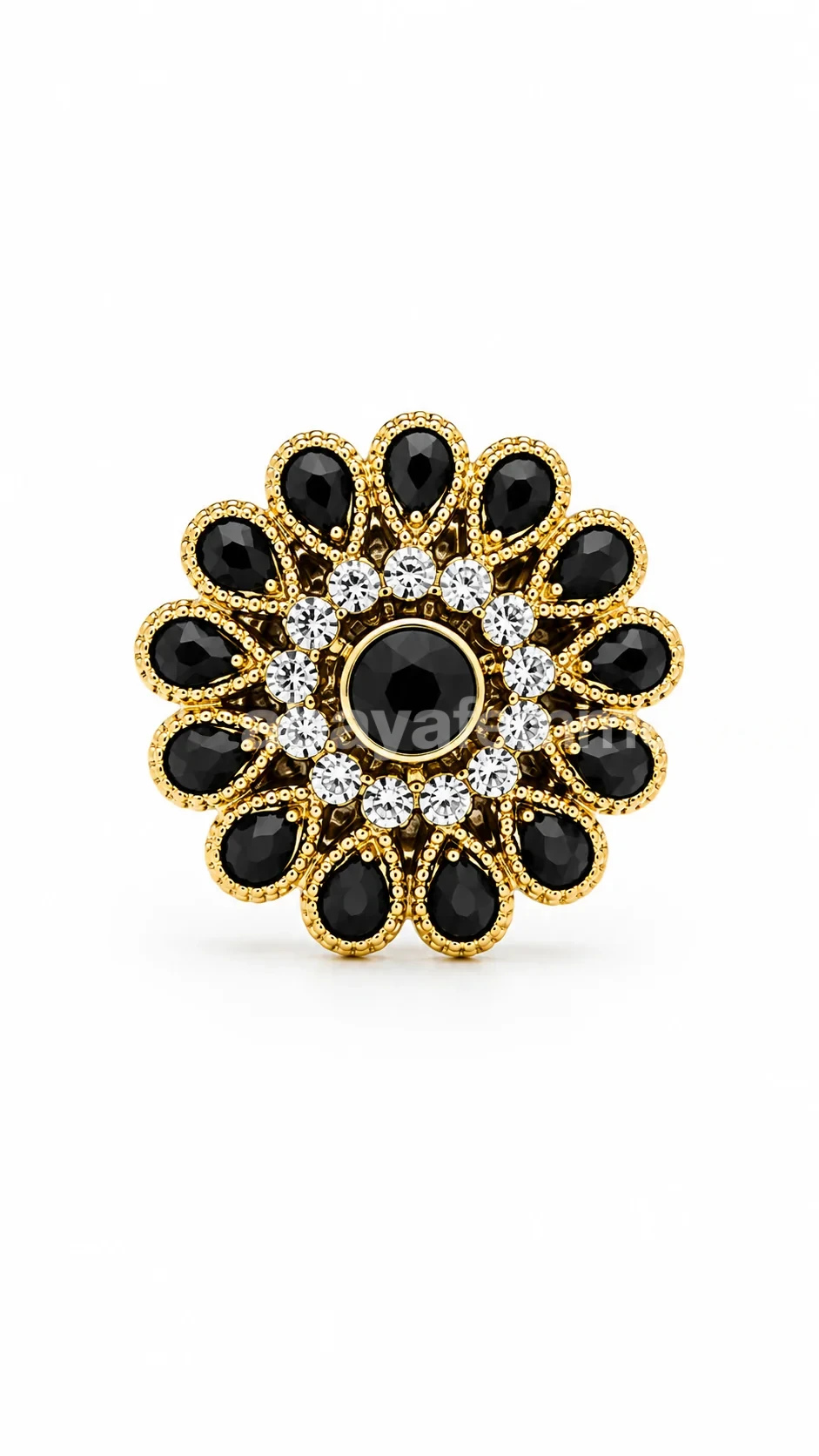 Broche aimantée hijab noire et dorée