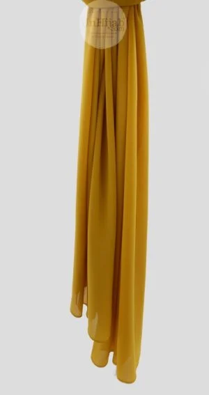 hijab mousseline jaune moutarde