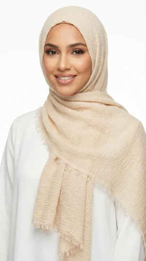 Hijab Beige effet froissé-clean-1