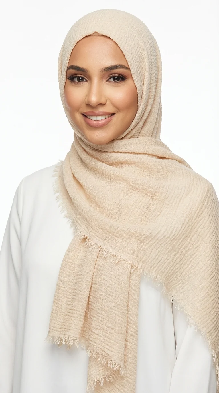 Hijab Beige effet froissé-clean-1