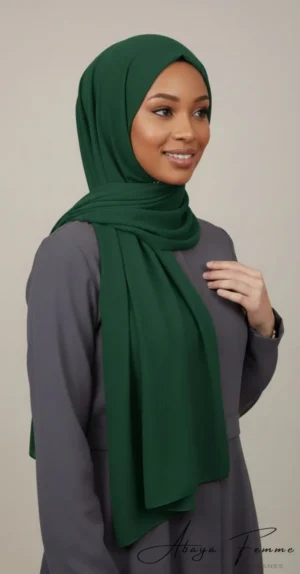 Premium Collection forest green chiffon hijab