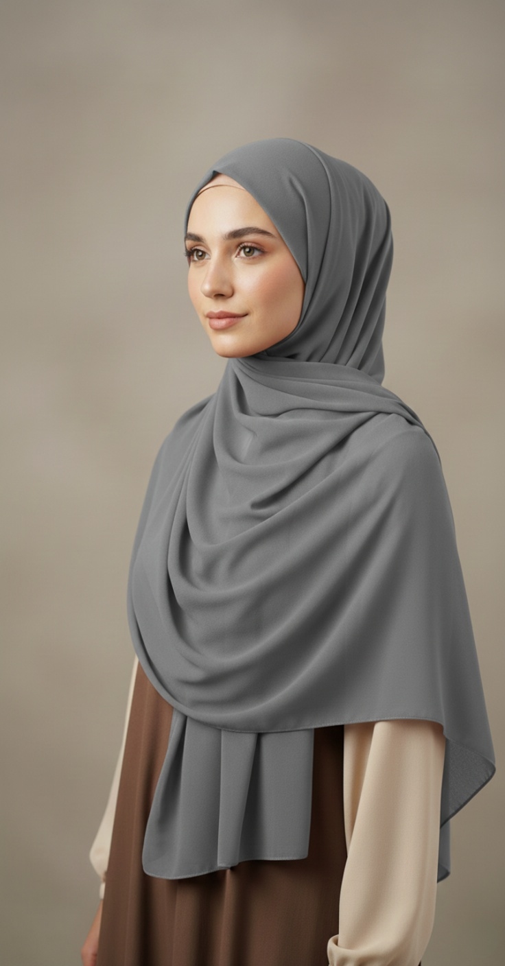 Hijab Mousseline grisPremium Collection Hijab Mousseline grisPremium Collection