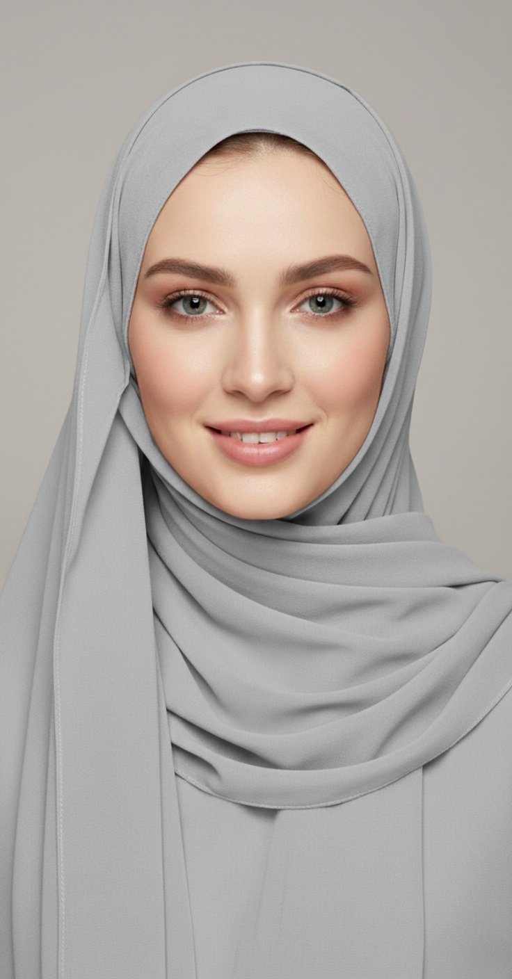 Hijab Mousseline silver Premium Collection Hijab Mousseline silver Premium Collection