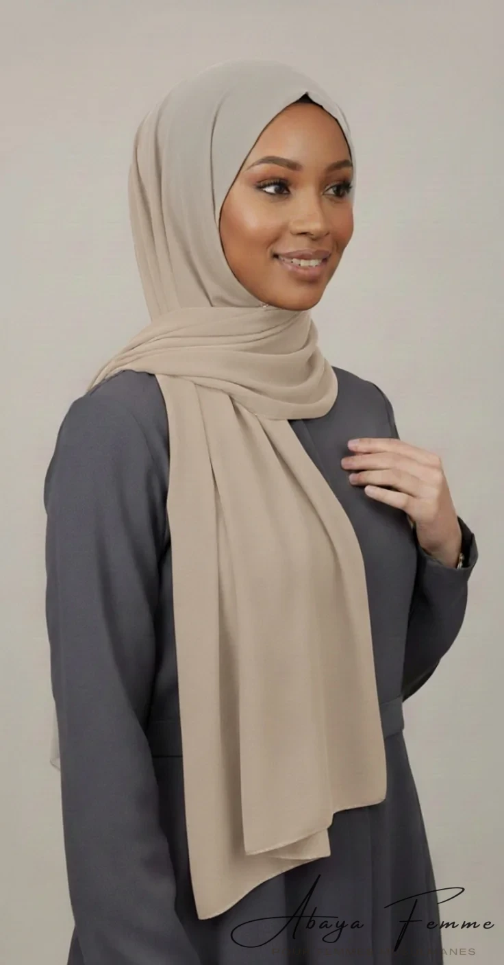 Hijab-Mousseline-taupe-Premium-Collection Hijab Mousseline taupe Premium Collection