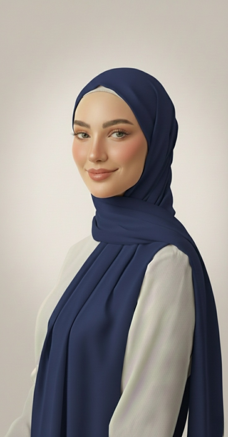 Hijab Soie de Medine Bleu Marine