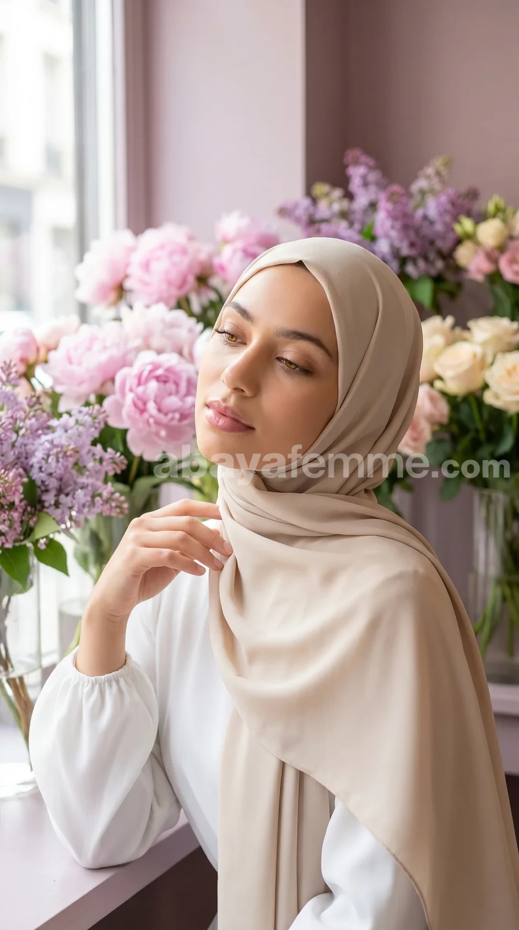 Hijab Soie de Medine beige