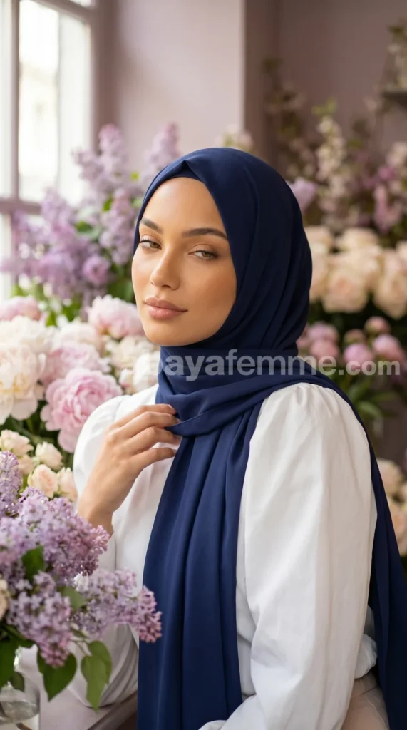 Hijab Soie de Médine Bleu Marine