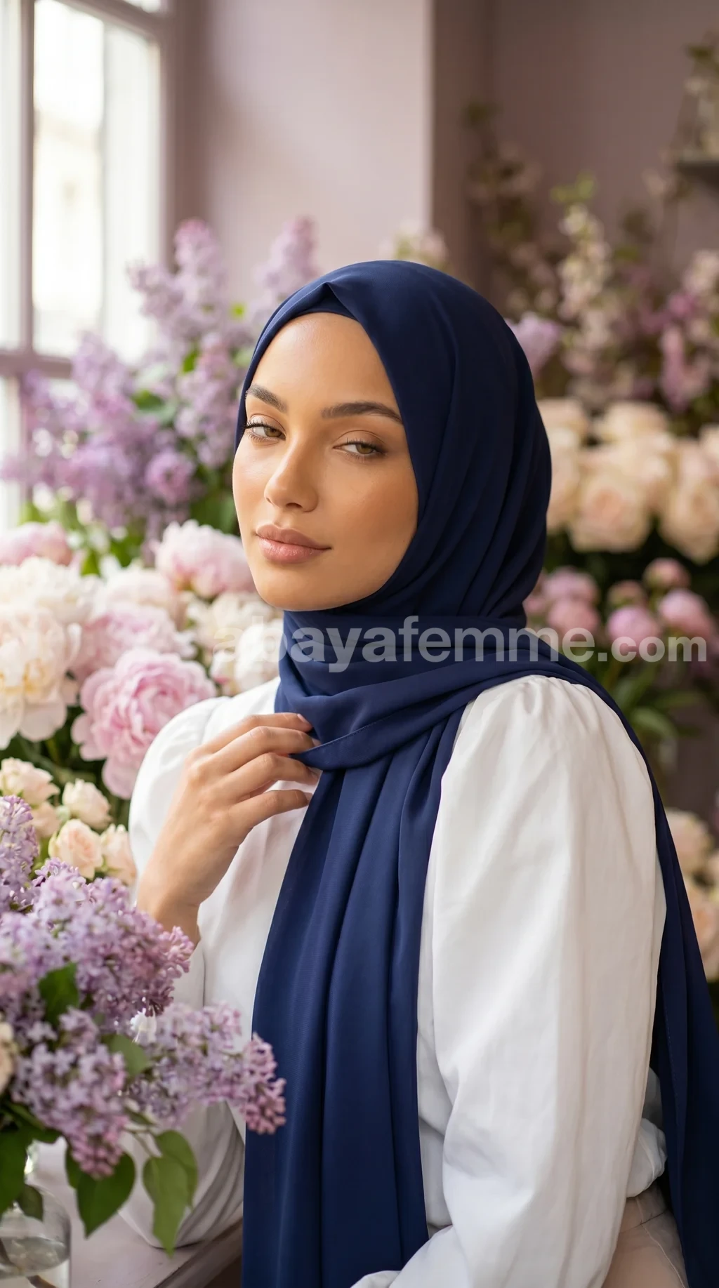 Hijab Soie de Medine Bleu Marine