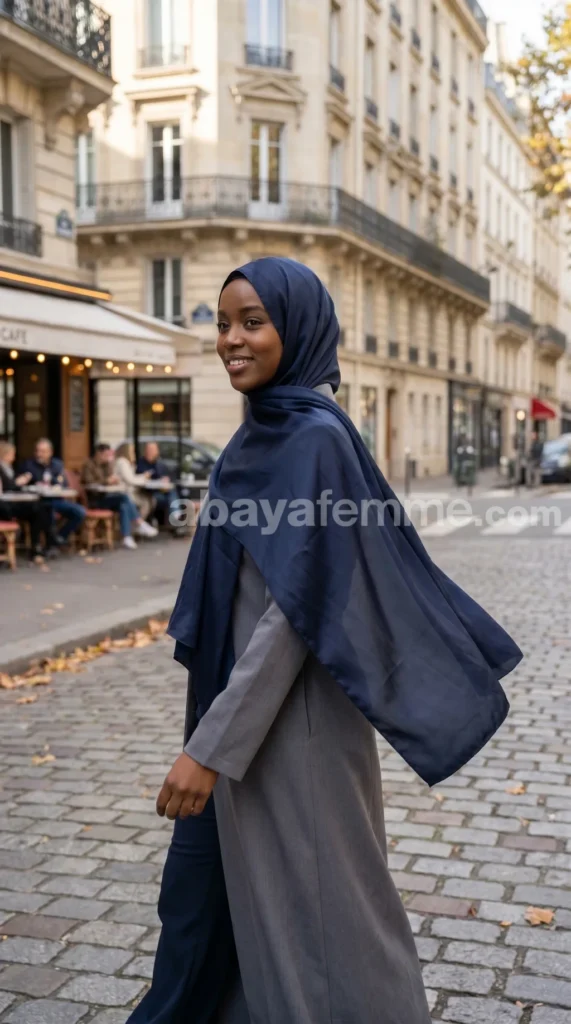 Navy Blue Medina Silk Hijab 03