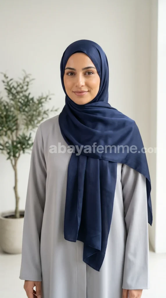 Navy Blue Medina Silk Hijab 02