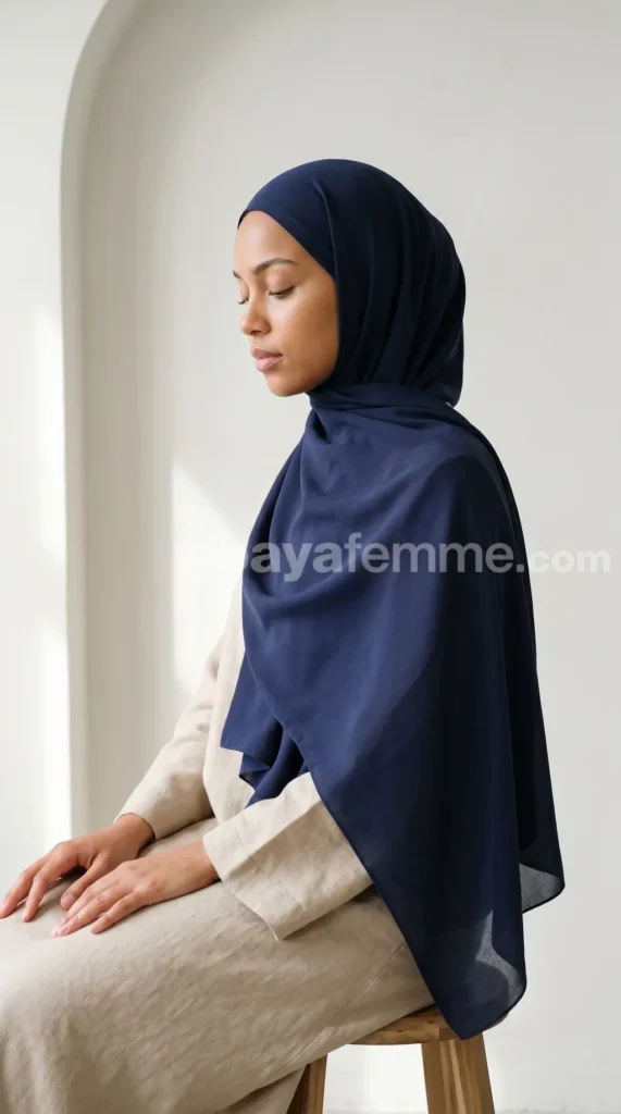 Navy Blue Medina Silk Hijab 01