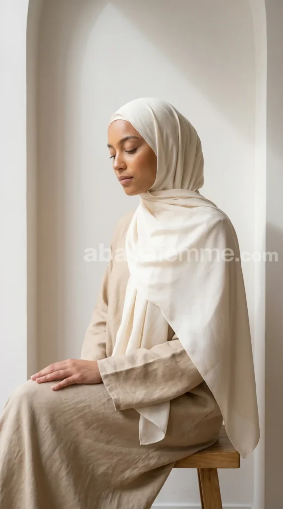 Cream Medina Silk Hijab 01