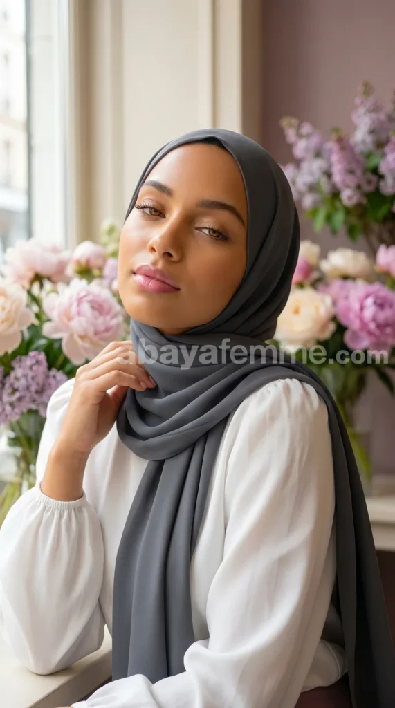 Hijab Soie de Médine Gris foncé