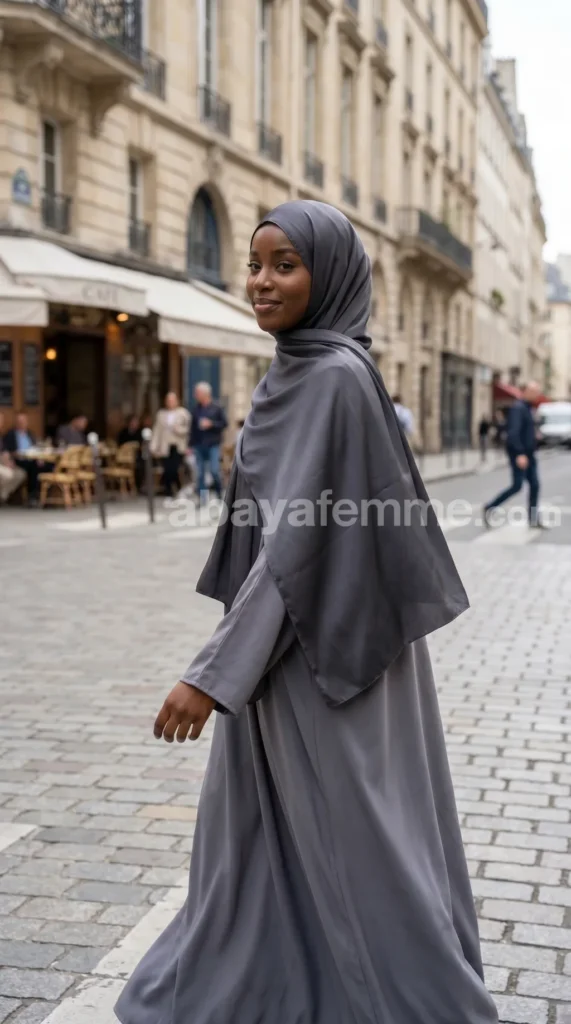 Dark grey Medina Silk Hijab 04