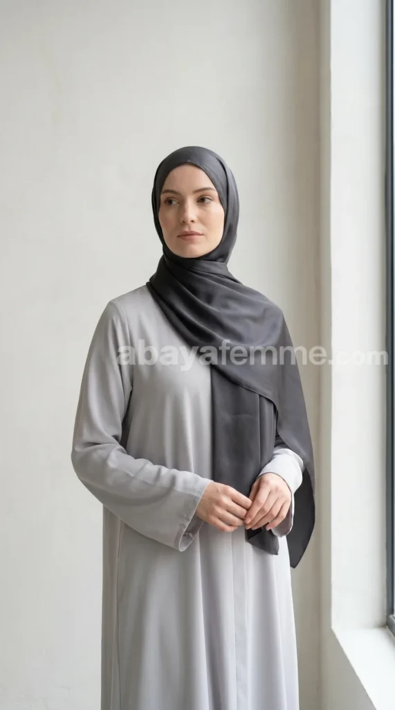 Dark grey Medina Silk Hijab 02