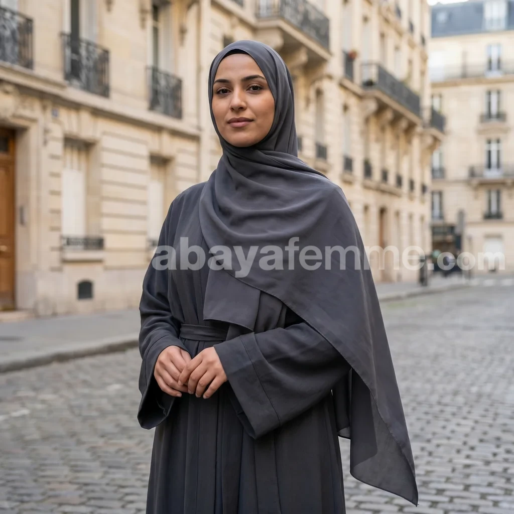 Hijab Soie de Medine Gris foncé 2 Hijab Soie de Medine Gris foncé