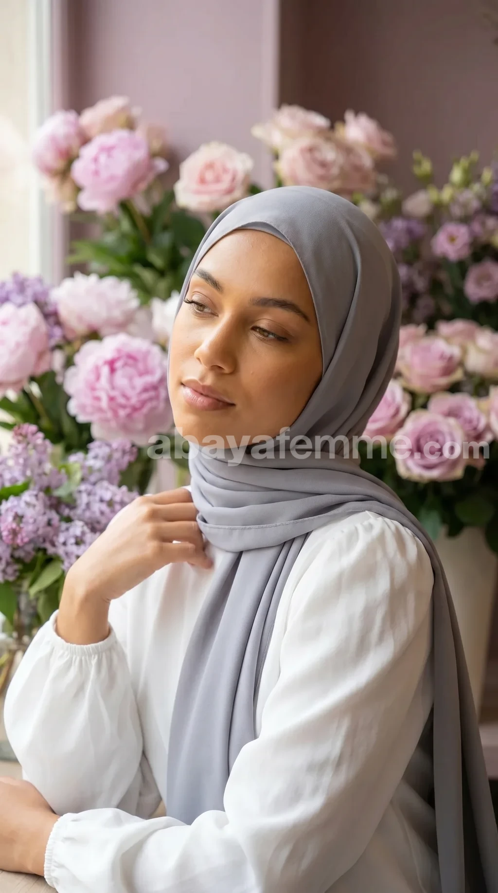 Hijab Soie de Médine gris