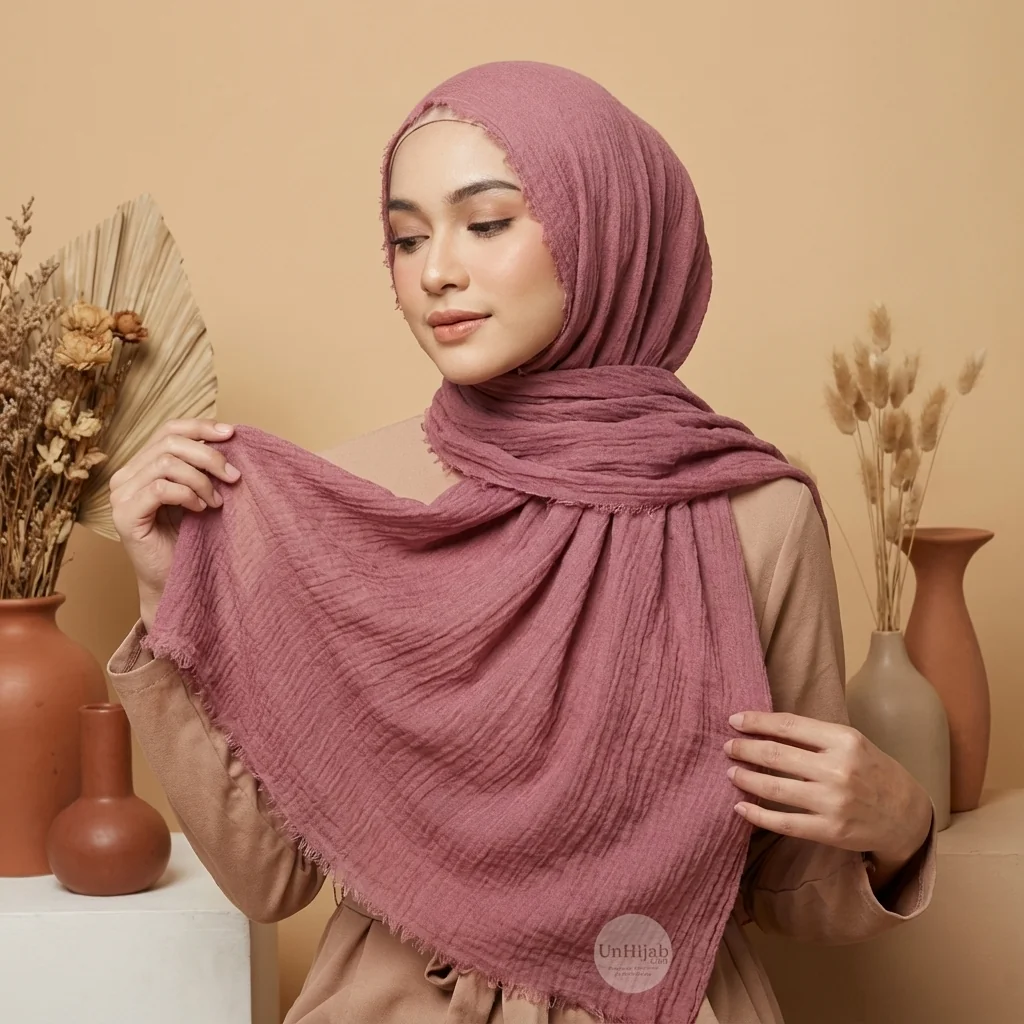Hijab Froissé Palevioletred Basic Collection