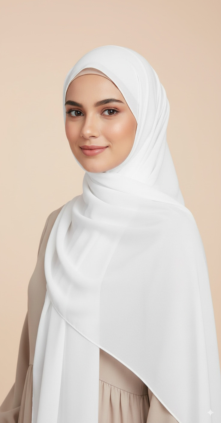 Hijab Mousseline Blanc Premium