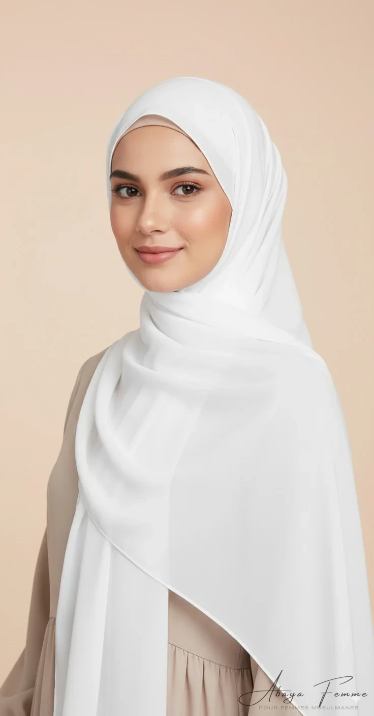 Hijab Mousseline Blanc Premium