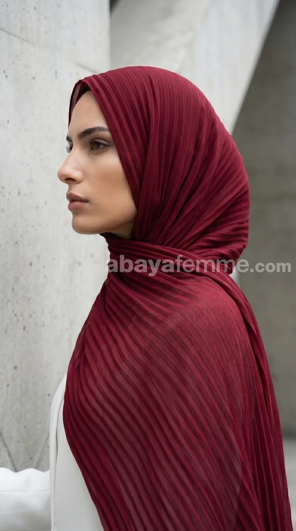 Hijab mousseline plissé bordeaux