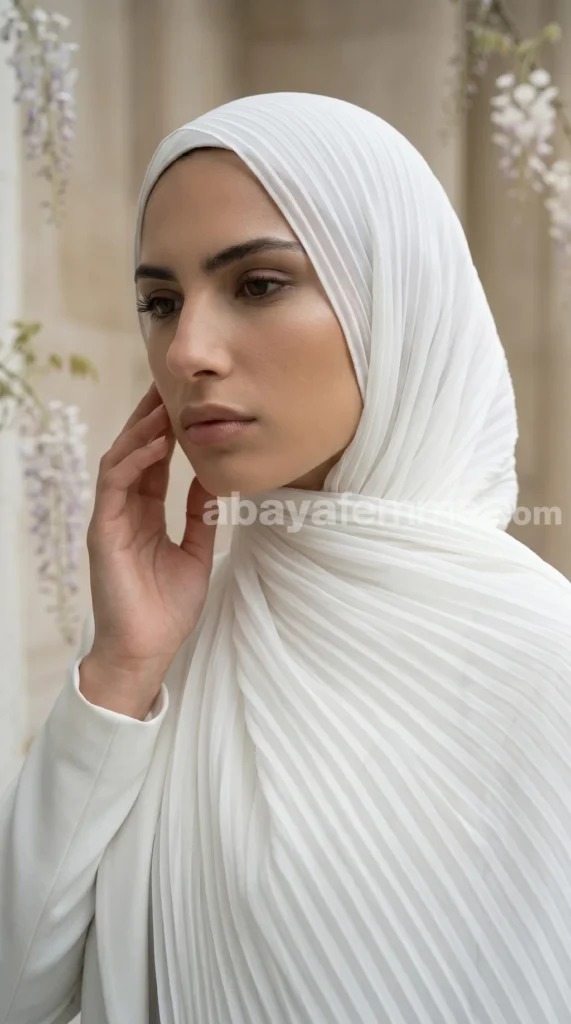 Hijab Mousseline plissé Blanc Wisteria Collection – view 4