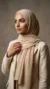 Camel pleated chiffon Hijab Wisteria Collection 01