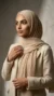 Cream pleated chiffon Hijab Wisteria Collection 04