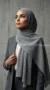 Grey Pleated Chiffon Hijab Wisteria Collection 04