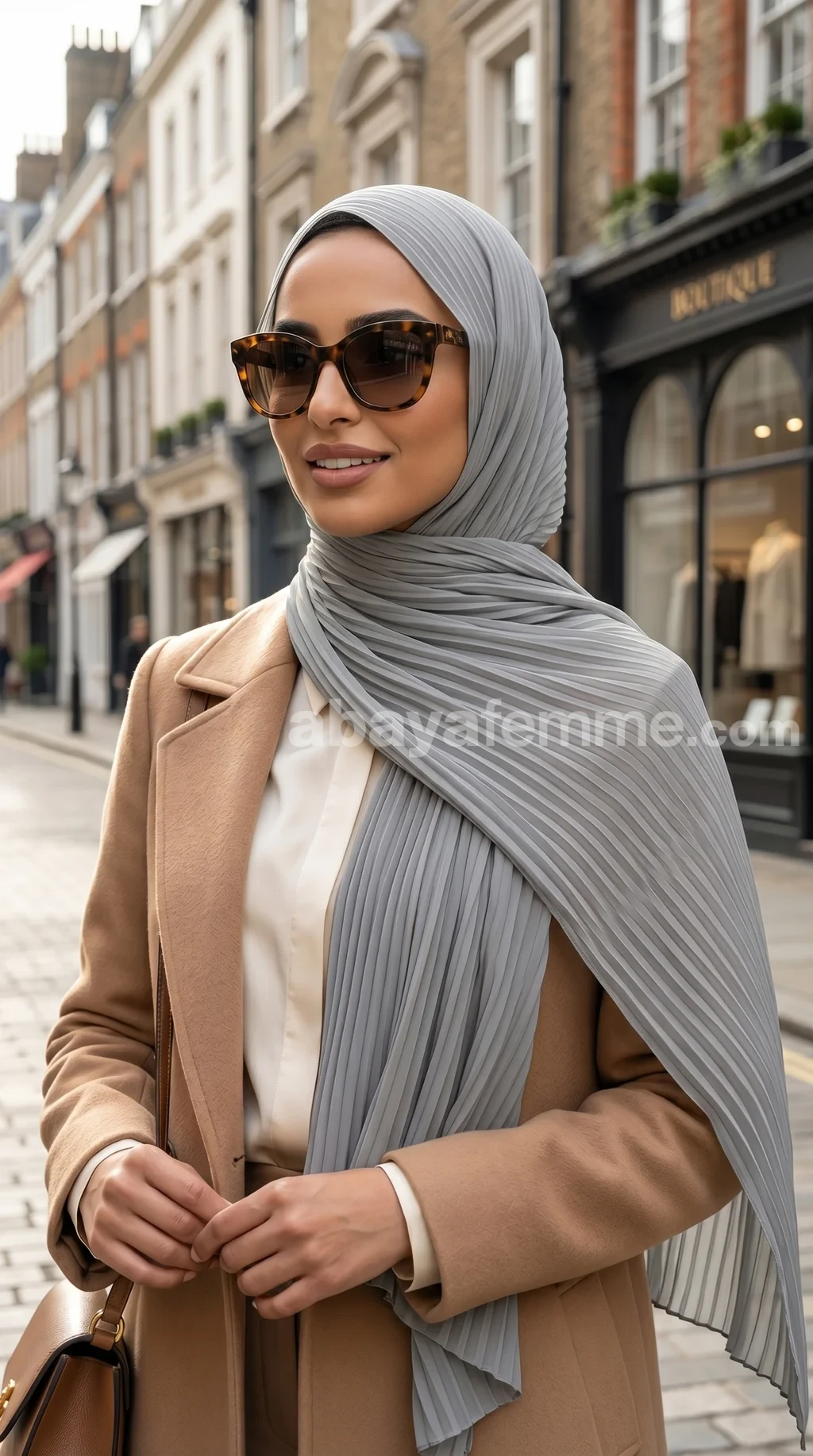 Hijab Mousseline Plissé Gris Collection Wisteria