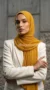 Mustard Yellow Pleated Chiffon Hijab 02