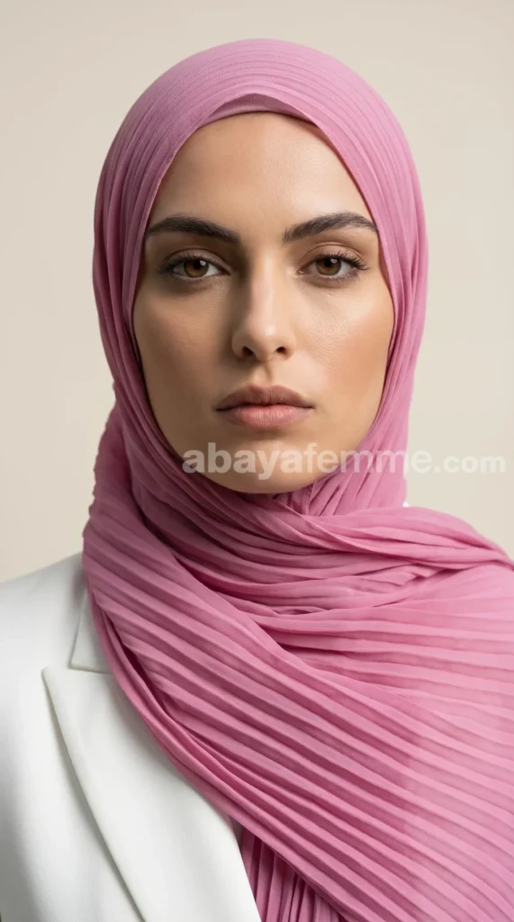 Hijab de muselina plisada Rosa 04