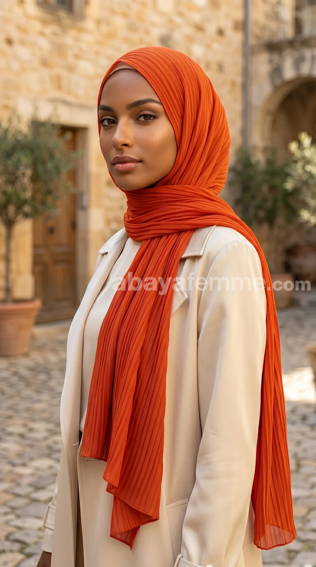 Hijab Pas cher Mousseline Plissé Tangerine Collection Wisteria