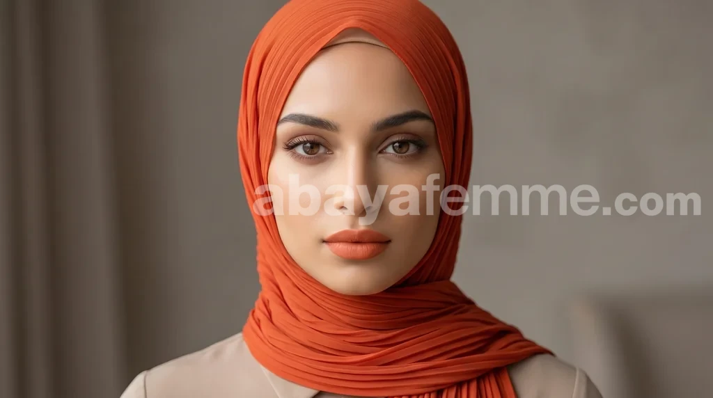 Hijab Mousseline Plissé Tangerine Collection Wisteria 1 femme portant le hijab pas cher mousseline plissé tangerine collection wisteria