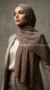 Deep Taupe Pleated Chiffon Hijab Wisteria Collection 01