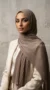 Deep Taupe Pleated Chiffon Hijab Wisteria Collection 02