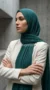 Teal Wisteria Pleated Chiffon Hijab - Image 4