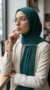 Teal pleated chiffon Hijab