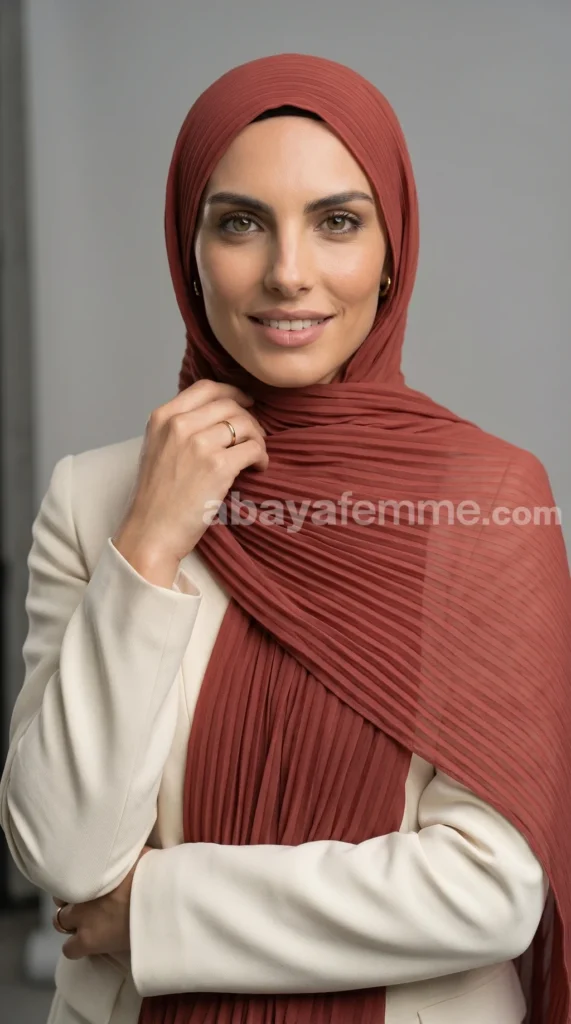 Terracotta 04 pleated chiffon hijab