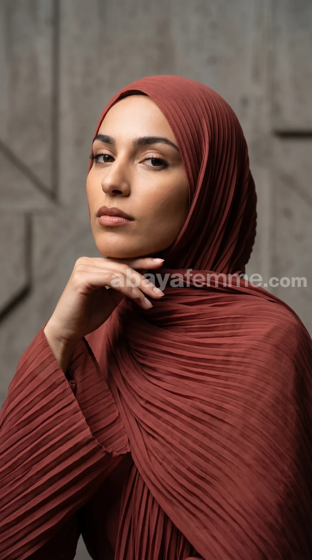 Hijab mousseline plissé Terracotta 02