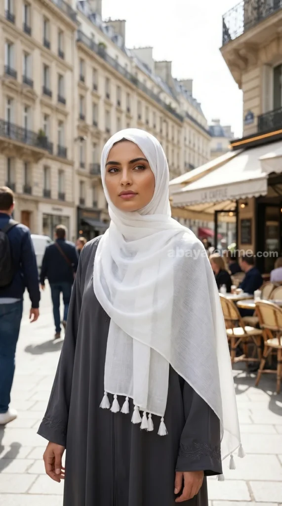 White Tassel Hijab Basic Collection 02