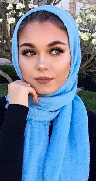 Hijab Froissé SkyBlue Basic Collection 2 hijab froissé bleu ciel pas cher