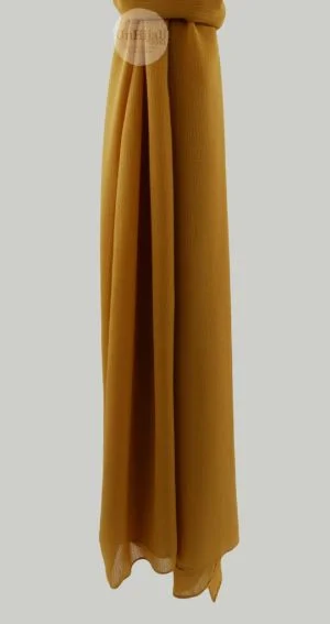 Hijab mousseline Froissé Jaune Moutarde