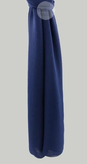 Hijab Bleu Marine Mousseline Froissé