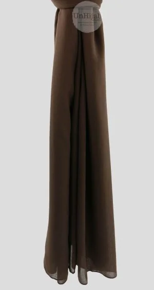 Hijab Mousseline froissé Brun cuir
