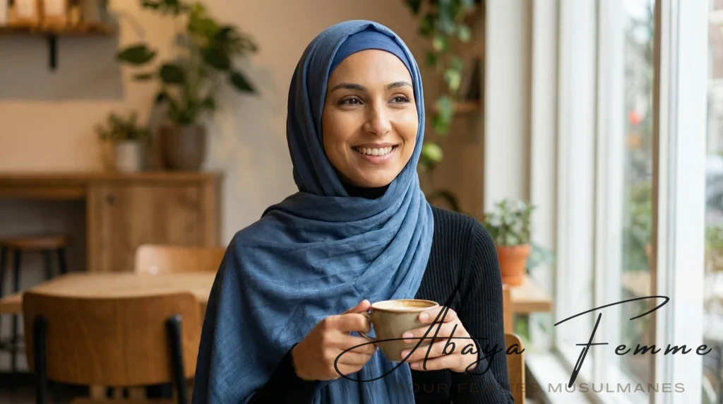 Sous Hijab en Tube Collection Premium Jersey SteelBlue 1 Sous Hijab Collection Premium Jersey Tube Blue lifestyle